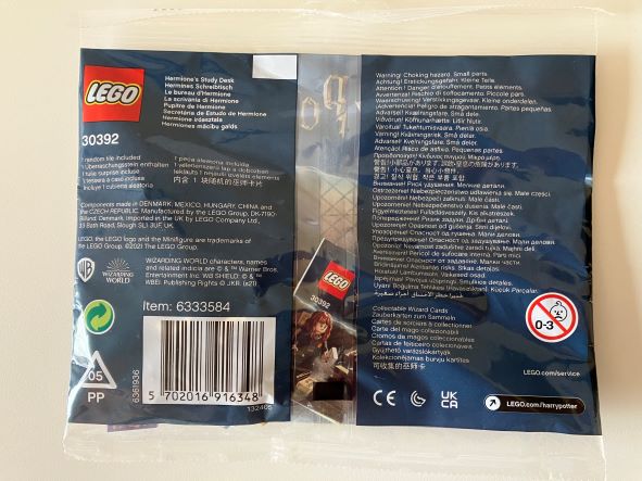 LEGO Harry Potter Hermiones Study Desk Polybag 30392 Wizard Card